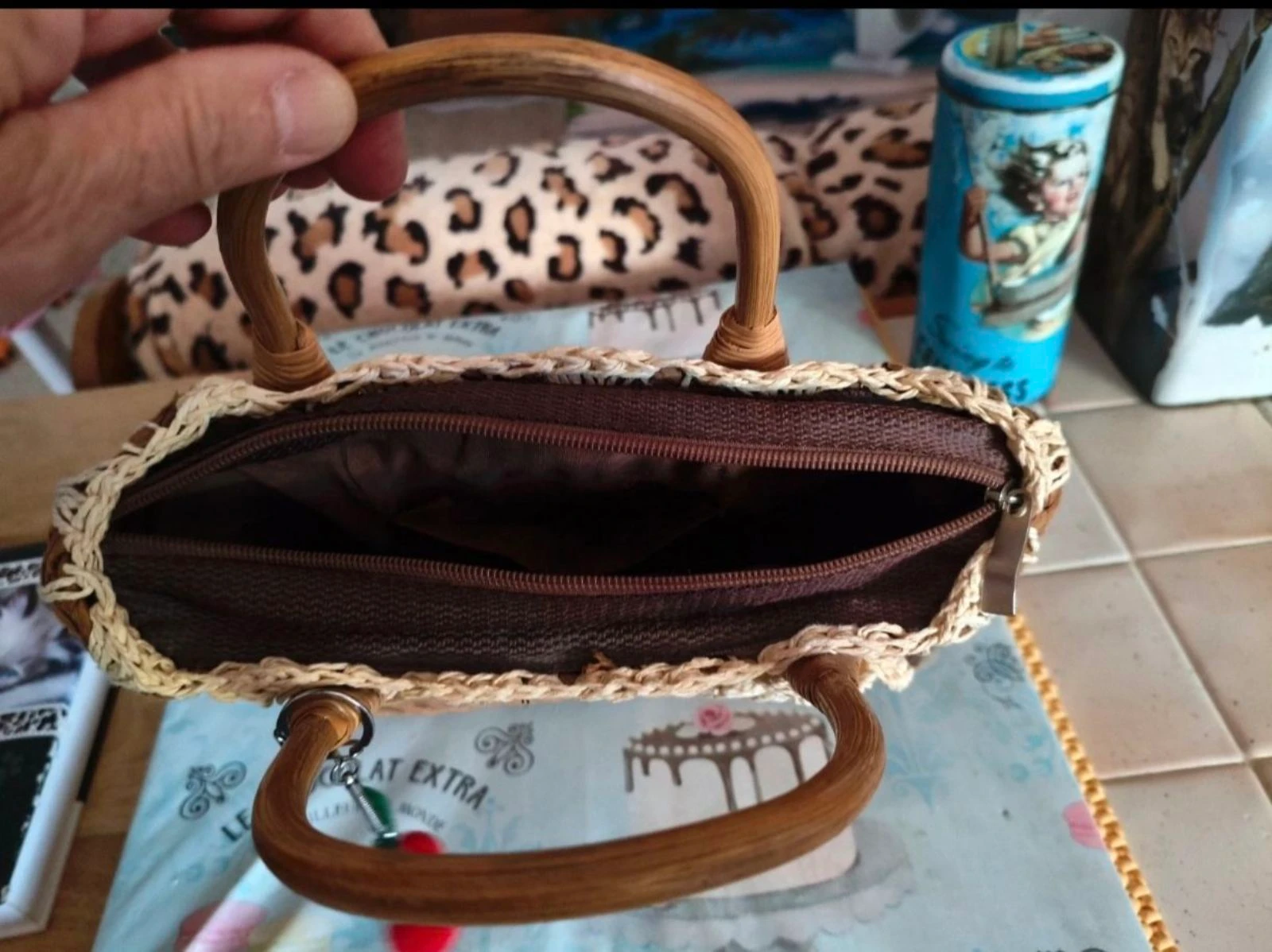 Bolsa de mão de vime vintage TBE – photo 13